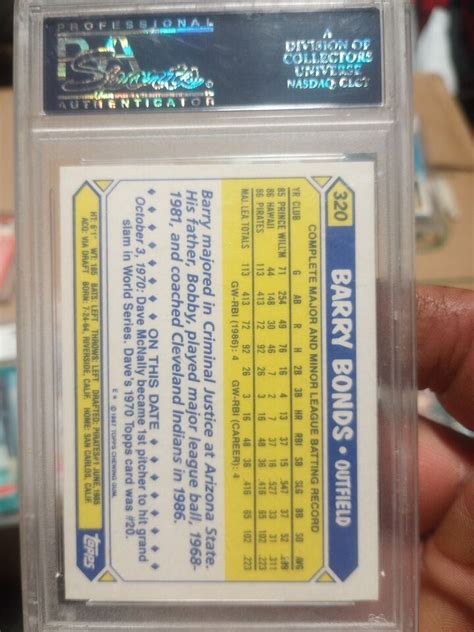 Topps Tiffany Barry Bonds Rookie Rc Psa Psa Mint Ebay