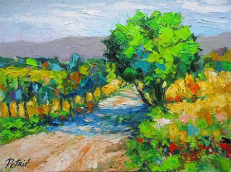 Painting Vineyard by the road by Petrić Gordan SerbianaArt