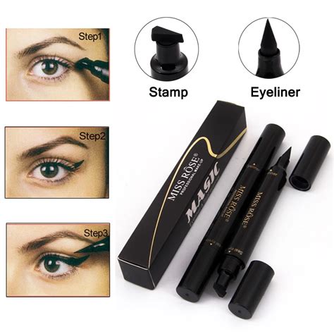 Miss Rose Liquid Eyeliner Stamp Pencil Quick Dry Waterproof Black Color