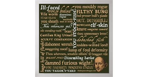 Shakespeare Insults Collection Poster Zazzle