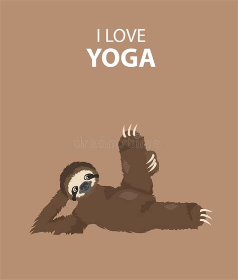 Sloth Yoga Collection Funny Cartoon Animals In Different Postures Set