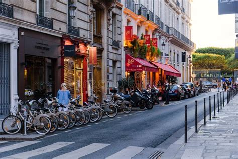 Classic French Street In Paris At Dusk Editorial Photography Image Of Paris Lane 119855597