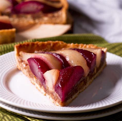 Poached Pear Frangipane Tart Of Batter And Dough