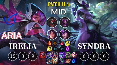 Cga Aria Irelia Vs Syndra Mid Kr Patch Youtube