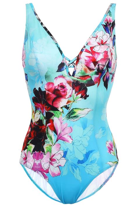 Jets By Jessika Allen Synthetic Flora Floral Print Swimsuit Turquoise