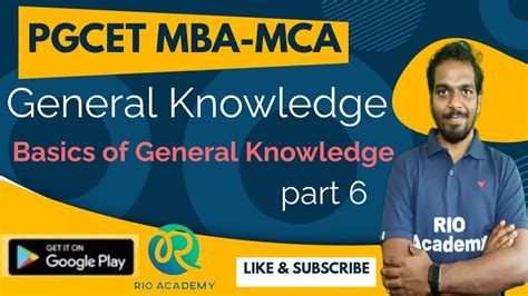 Pgcet Mba Mca General Awareness Basics Of General Knowledge