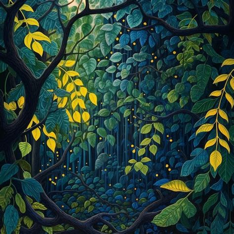 Pintura De Un Bosque Con Un Camino Y Una Luna Llena Generativa Ai