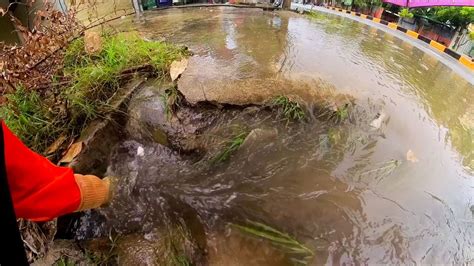 Wow Unclogging Culvert Drain Flood Rain Remove Plastic And Debris