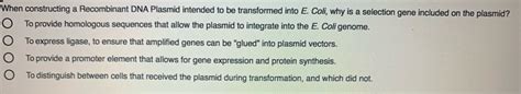 Answered When Constructing A Recombinant Dna Bartleby