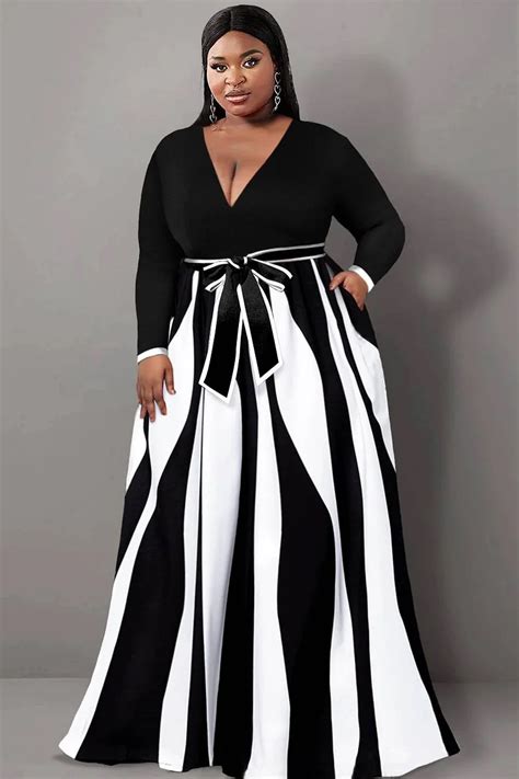 Xpluswear Design Plus Size Semi Formal Maxi Dresses Casual Black