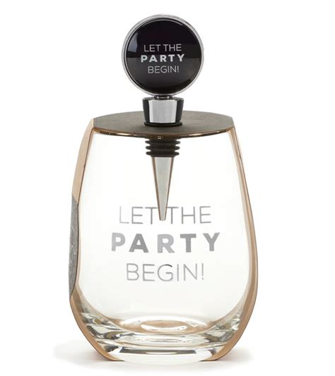 Let The Party Begin Wine Glass With Bottle Stopper — Zengenius Inc