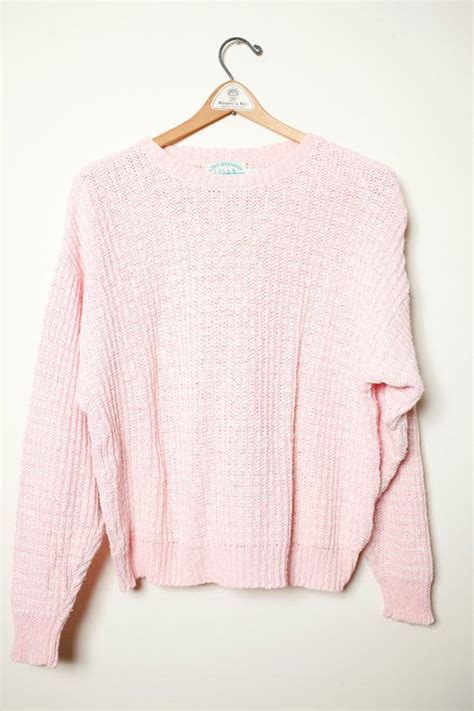 Super Cute Vintage 80s 90s Pastel Pink Cotton Knit Long Sleeve Etsy