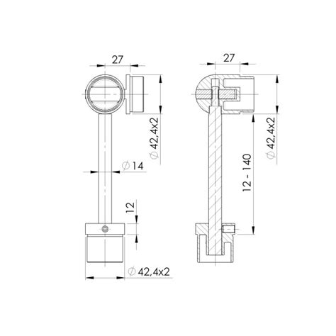 Support articulé 0 180 de main courante sur poteau tube 42 4 mm