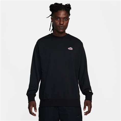 Nike Sportswear Black French Terry Crew Neck Sweatshirt Puffer Reds