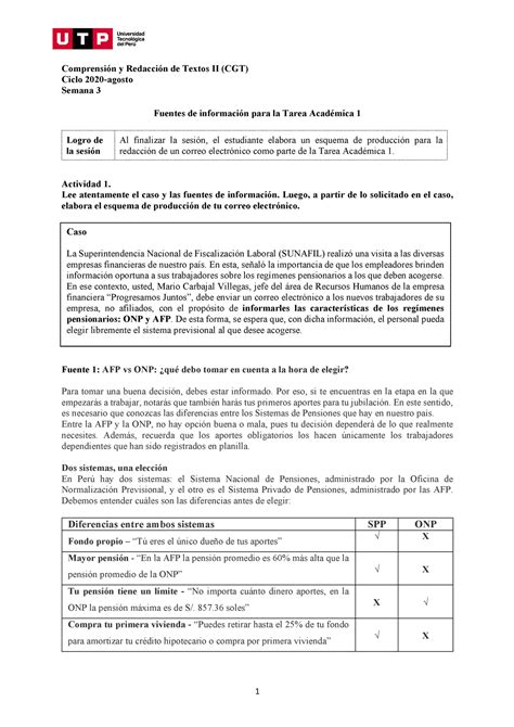 U2 S3 Fuentes de información para la Tarea Académica 1 Comprensión y