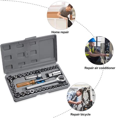 Original Aiwa 40 Pcs Combination Socket Wrench Set Tool Kit Auto