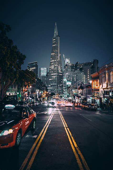 Night city, street, city lights, road, san francisco, usa, HD phone ...