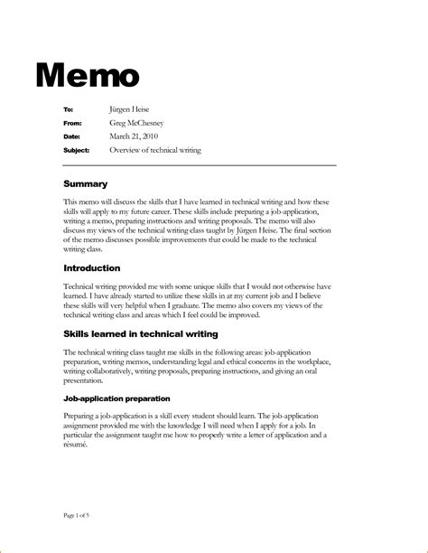 Memo Format Business Financial Report