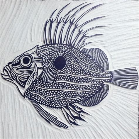 John Dory Linocut Fish Lino Handmade And Hand Carved Coastal Fish