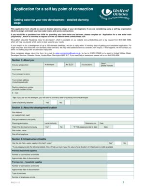 Fillable Online Application For A Self Lay Point Of Connection United