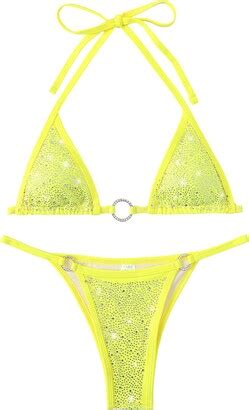 Balasami Women S Liquid Metallic Rainbow Bikini Sets Shiny String