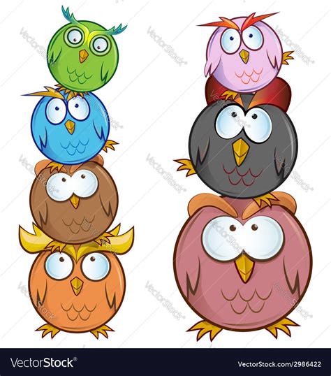 Funny owl cartoon group Royalty Free Vector Image