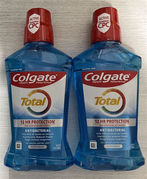 Colgate Total ANTIBACTERIAL Alcohol Free Mouthwash PEPPERMINT 16 9oz