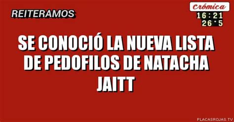 Se conoció la nueva lista de pedofilos de natacha jaitt Placas Rojas TV