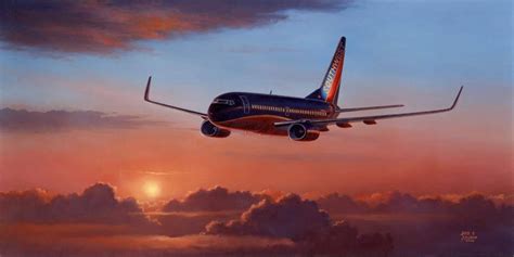 Download Airplane Over Sunset Southwest Airlines Wallpaper