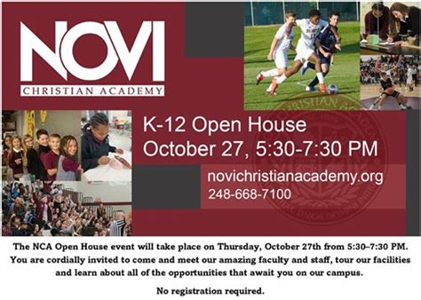 Novi.org - Novi Christian Academy Open House - Oct 27