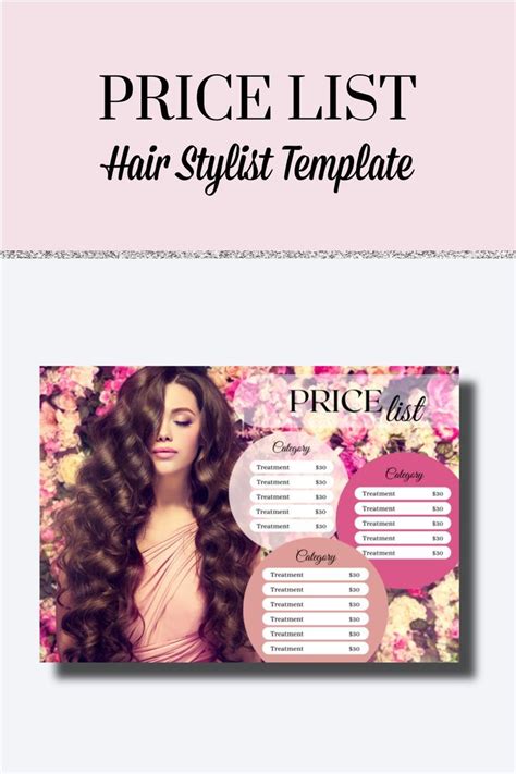 Hair Stylist Price List Template Beauty Salon Template Editable In Canva Hair Care Instant