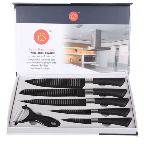 6pcs Kitchen Knife Set With Non Stick Coating Au