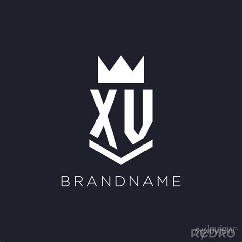 Xv Logo With Shield And Crown Initial Monogram Logo Design Posters For