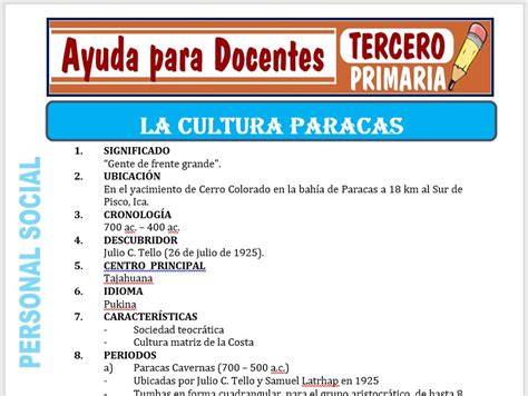 La Cultura Paracas Para Tercero De Primaria Escuelaprimaria Tercero