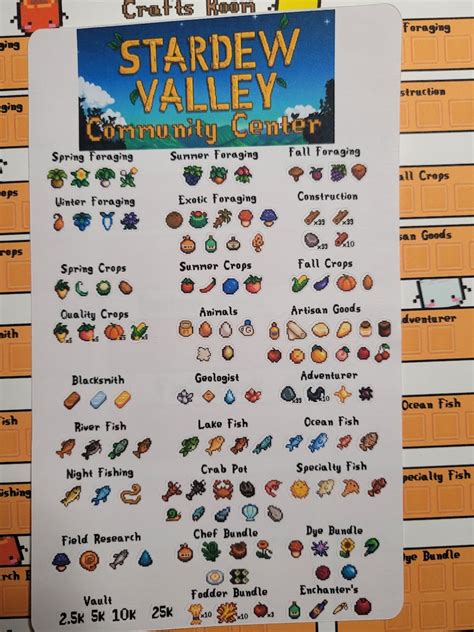 Stardew Valley Community Center Bundles Sticker Checklist Etsy