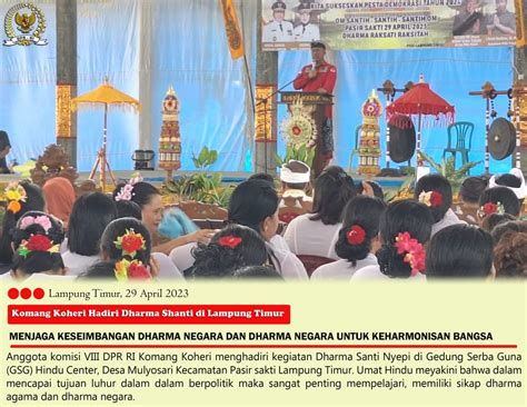 Komang Koheri Menjaga Keseimbangan Dharma Agama Dan Dharma Negara