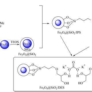 The schematic synthetic procedure for Fe3O4@SiO2/DES. | Download ...