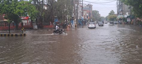 Hisar First Monsoon Rain Streets Filled With Water हिसार पर मानसून