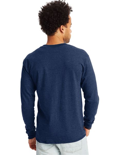 Hanes Mens Beefy Heavyweight Long Sleeve Three Button Henley Up To