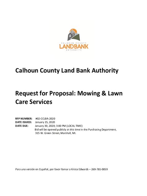 Fillable Online Calhoun County Land Bank Authority Request For Proposal