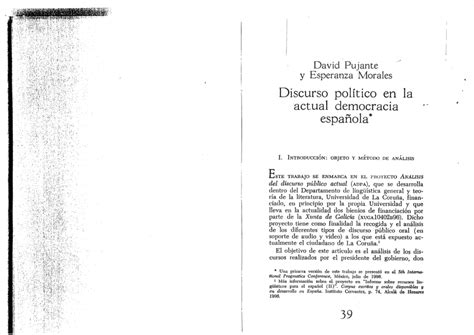 Pdf Discurso Político En La Actual Democracia Española