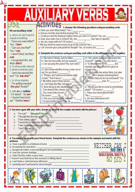 Auxiliary Verbs Exercises With Answers Pdf - Exercise Poster