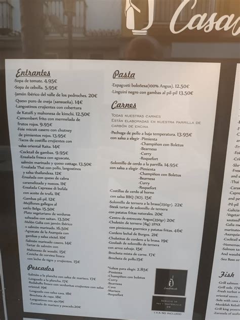 Menu At Restaurante Casa Roberto Fuengirola