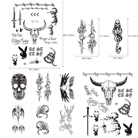 10 Sheets Halloween Face Tattoo Set Malone Tattoos Set Included Halloween Malone Tattoos And