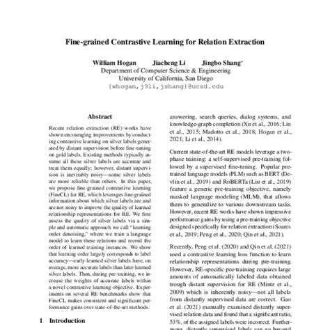 Fine Grained Contrastive Learning For Relation Extraction Acl Anthology