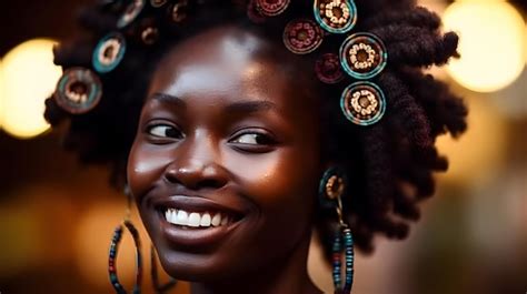 Premium AI Image A Woman With Braids On Her Head Smiles At The Camera