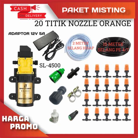 Jual PAKET MISTING 20 TITIK SPRAYER MIST NOZZLE SPRINKLER TAMAN