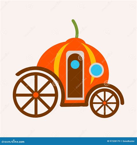 Pumpkin Carriage From Fairy Tale Of Cinderella Vector Illustration