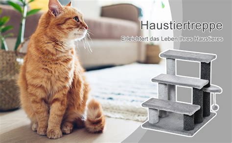 Pawhut Katzentreppe Stufige Haustiertreppe Mit Kratzs Ulen Ball