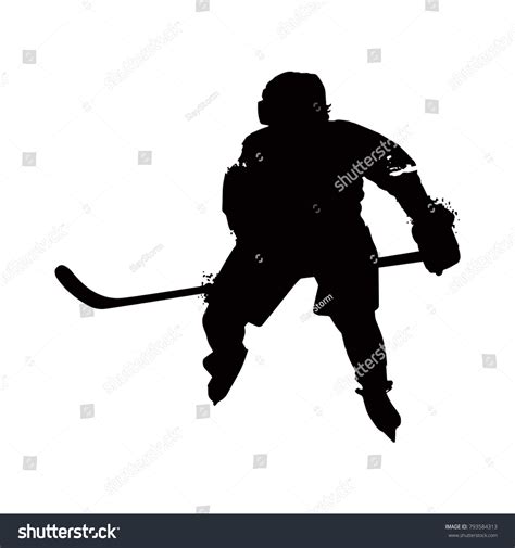 Silhouette Hockey Player Isolated On White Stock Vector Royalty Free